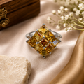 Citrine Geometric Statement Ring