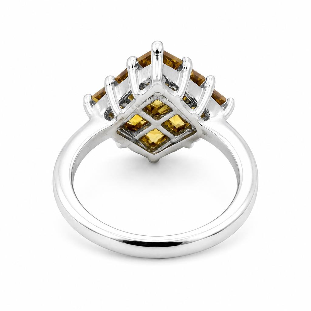 Citrine Geometric Statement Ring
