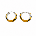 Golden Yellow Panda Enamel Hoop Earrings for Kids