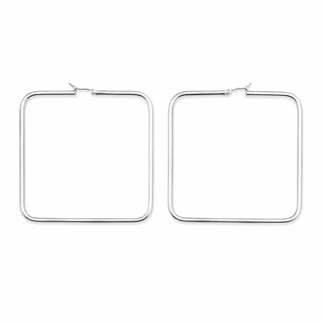 Sterling Silver Square Hoop Earrings