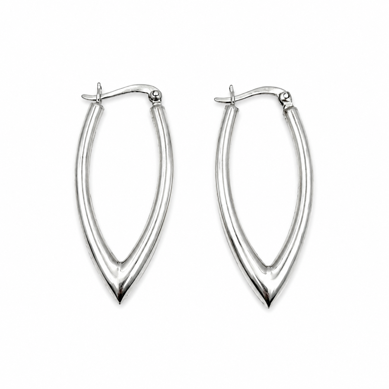 Silver Teardrop Hoop Earrings