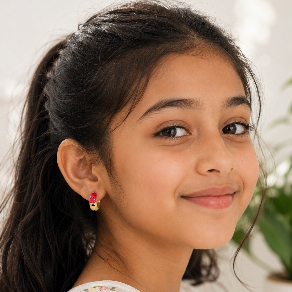 Kids’ Multicolor Enamel Hoop Earrings – Playful Silver Hoops for Girls