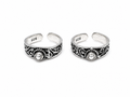 925 Sterling Silver Oxidized Toe Rings with Centre Zircon Stone