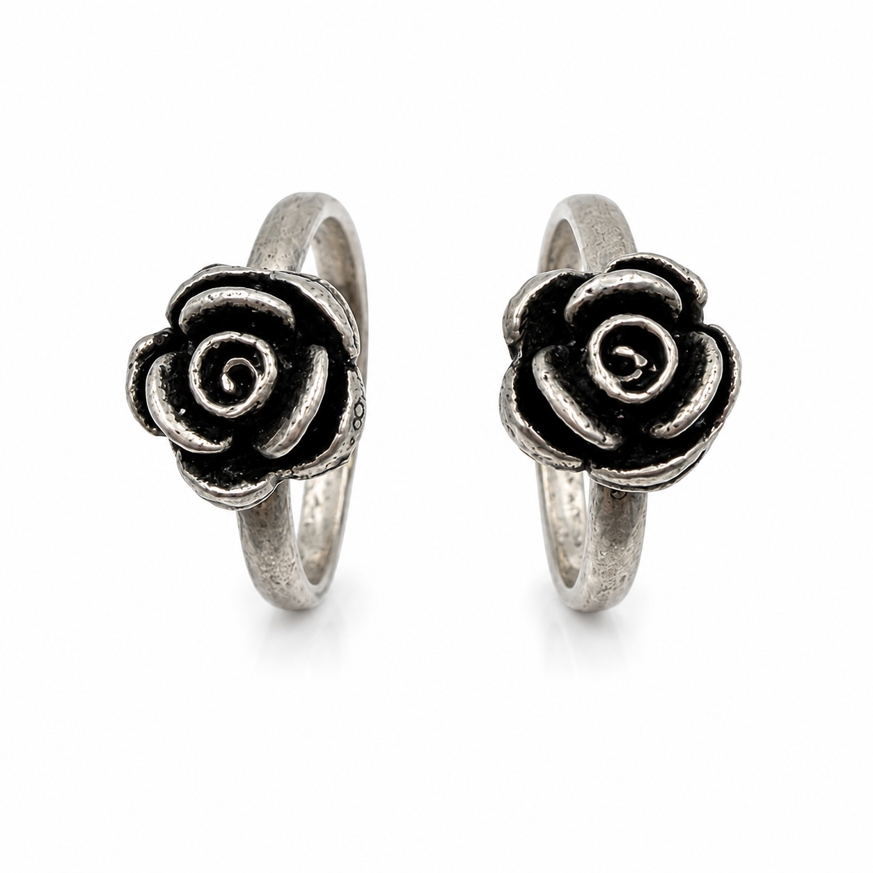 925 Sterling Silver Rose Toe Ring | Adjustable Oxidized Floral Toe Ring for Women