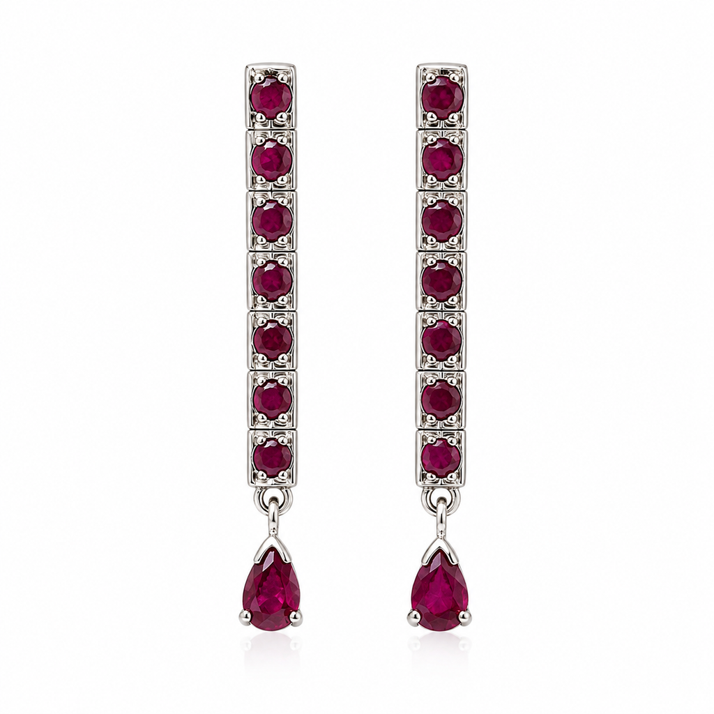 Garnet Silver Drop Earrings – Elegant Statement Earrings