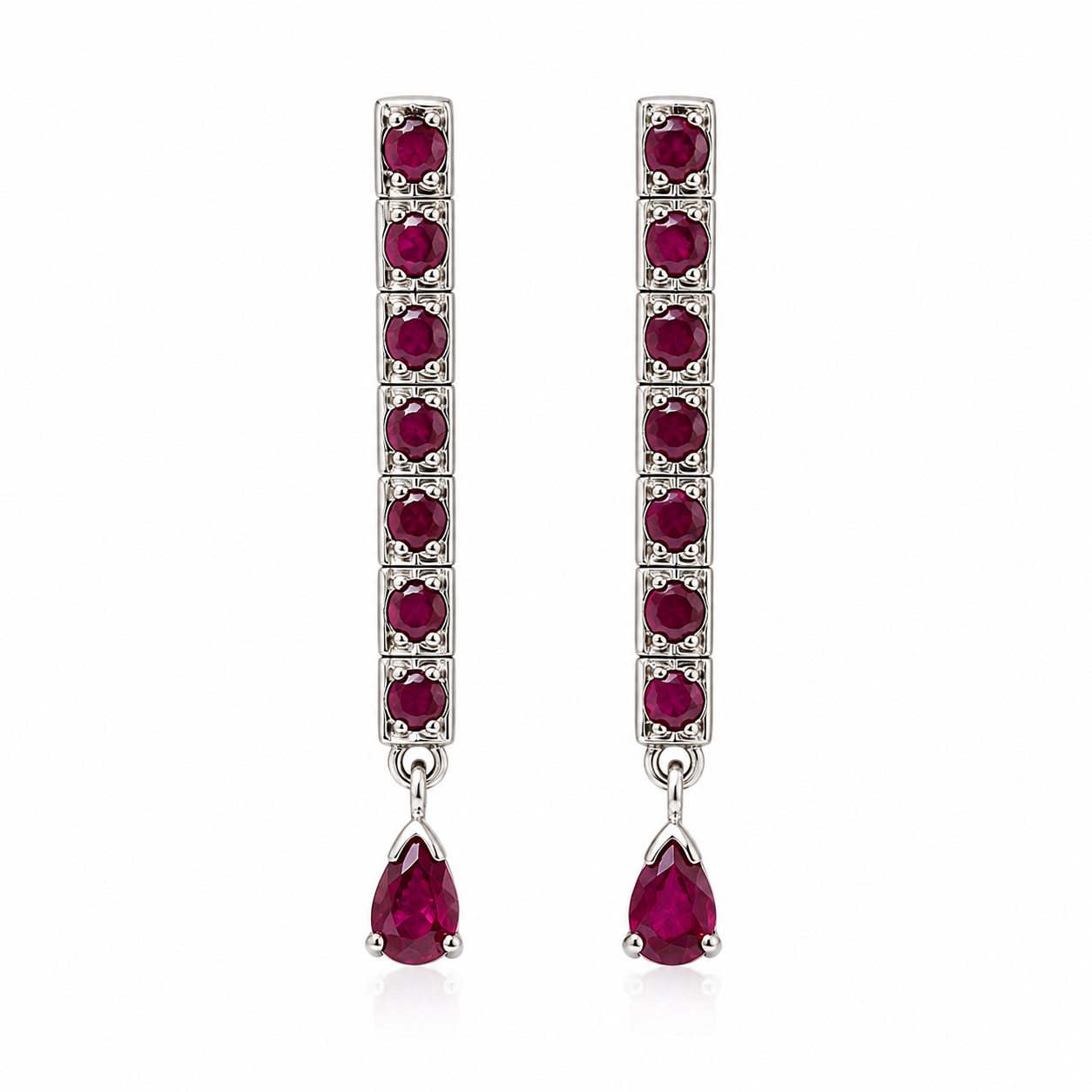 Garnet Silver Drop Earrings – Elegant Statement Earrings