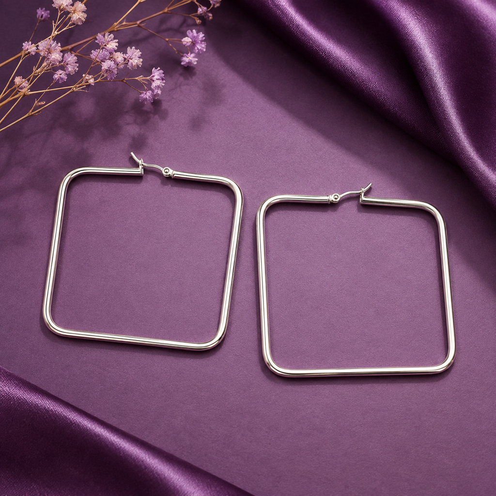Sterling Silver Square Hoop Earrings