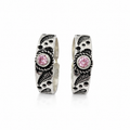 925 Sterling Silver Pink Stone Adjustable Toe Ring | Oxidized Floral Design | Minimal Ethnic Foot Jewelry