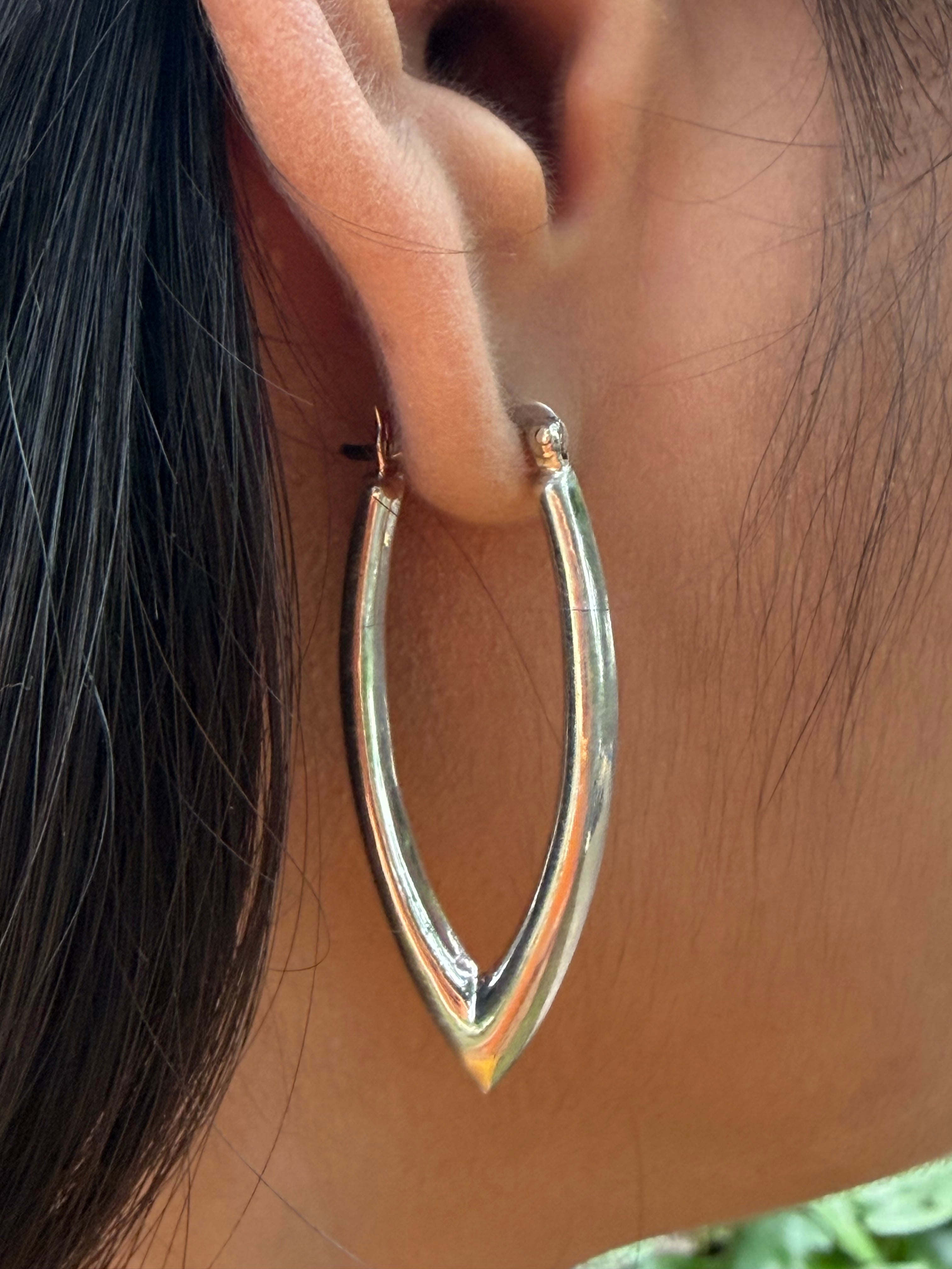 Silver Teardrop Hoop Earrings