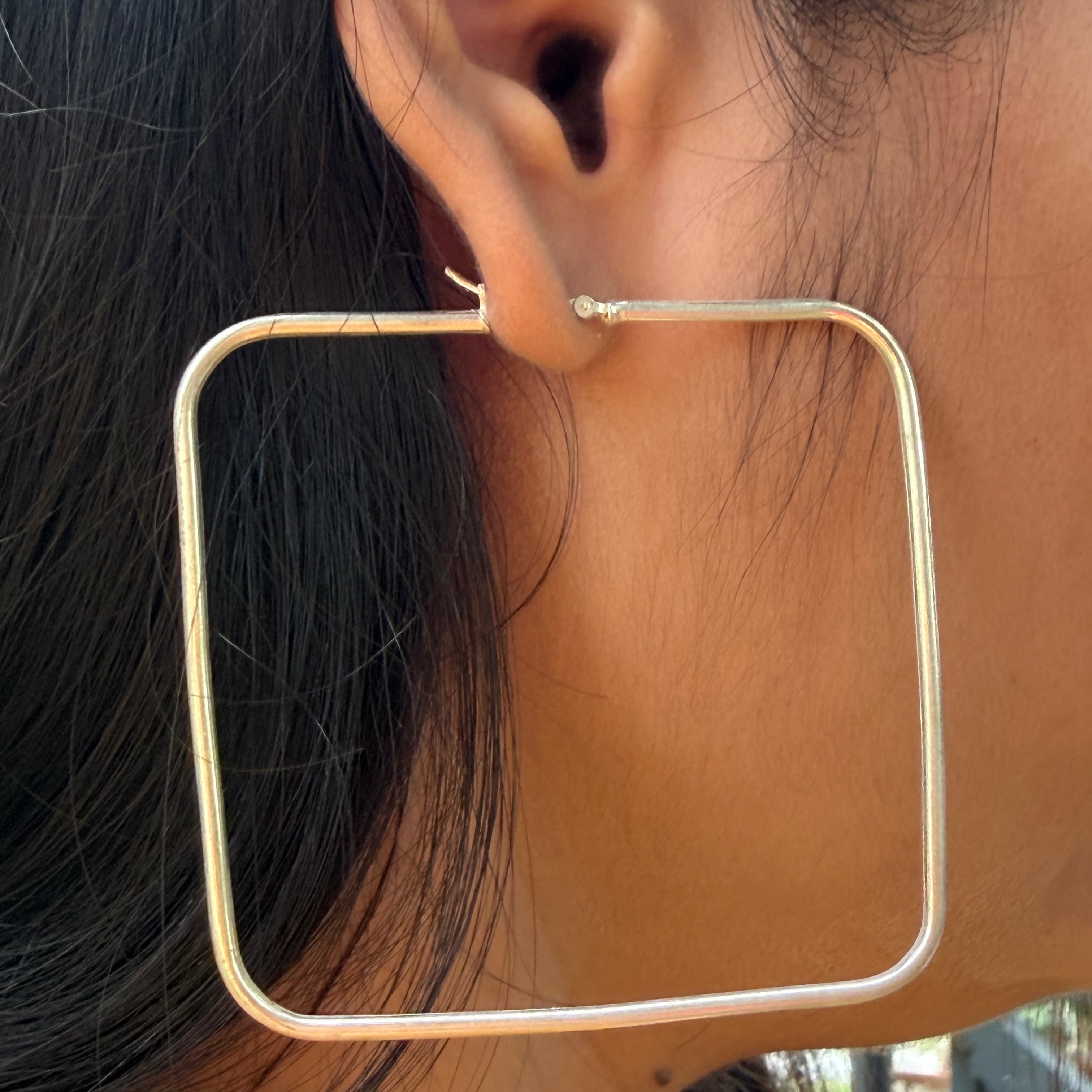 Sterling Silver Square Hoop Earrings